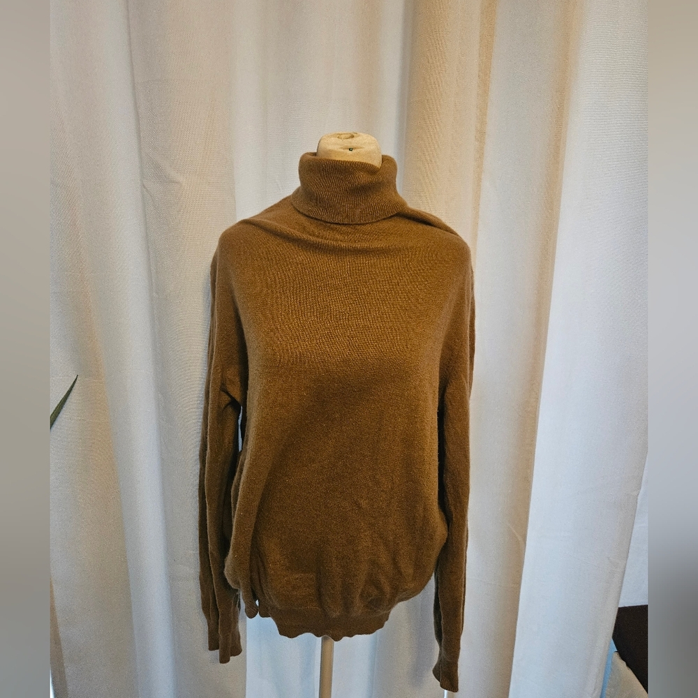 Club Room Warm Brown 2 Ply Cashmere Turtleneck Sweater Lagd